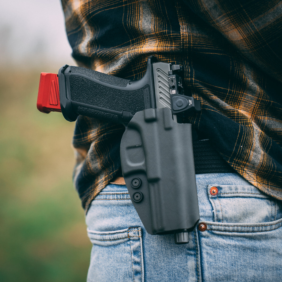Aggressive Concealment OWBAG paddle kydex holster Carbon Fiber Right hand Aggressive Concealment OWBAG paddle kydex holster Carbon Fiber Right hand